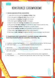 Konstrukcje czasownikowe gerund/infinitive