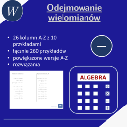 Odejmowanie wielomianów | matematyka, algebra | 26 kolumn