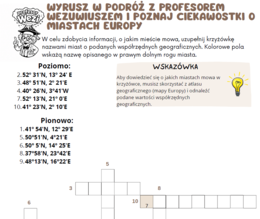 Współrzędne geograficzne (geografia, przyroda) - karta pracy z zadaniem do wykonania