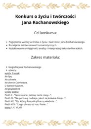 Konkurs o życiu i twórczości Jana Kochanowskiego + dyplomy