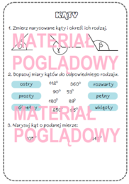 Kąty - karta pracy, kartkówka klasy 4, 5, 6