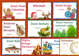 ŚWIĘTA TYPOWE I NIETYPOWE – GRUDZIEŃ – napisy – gazetka – dekoracja – BIBLIOTEKA – świetlica – przedszkole 19 stron