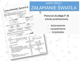 Fizyka 7 i 8. Karta pracy. ZAŁAMANIE ŚWIATŁA. Optyka.