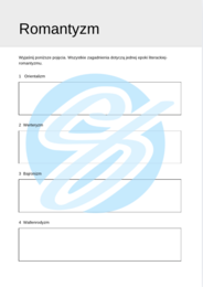Romantyzm – Najważniejsze Zagadnienia – Karty Pracy dla Maturzystów