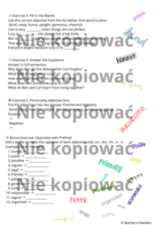 Karta Pracy "The Two Roommates" - opis charakteru A2