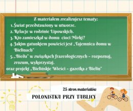 Zestaw - karty pracy z propozycją odpowiedzi i scenariusze lekcji "Tajemnica domu w Bielinach" 25 stron