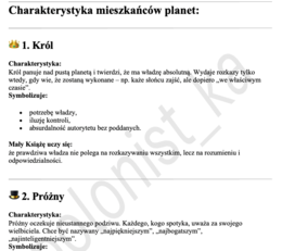 "Mały Książę" - notatka dla ucznia