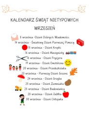 PAKIET MATERIAŁÓW NA WRZESIEŃ WEDŁUG KALENDARZA ŚWIĄT I DNI NIETYPOWYCH.