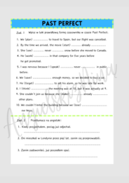 Past Perfect - czas przeszły - karta pracy - ćwiczenia - angielski - B1 / B2 - matura