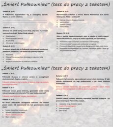 Zestaw testów powtórzeniowych/wprowadzających "Śmierć Pułkownika", "Reduta Ordona", "Świtezianka"