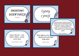ŚWIATOWY DZIEŃ POEZJI – cytaty – gazetka – 21 str. – fiszki – wersja 4