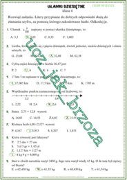 Ułamki dziesiętne, klasa 4, powtórzenie wiadomości, karta pracy z hasłem, rewalidacja, dzień tolerancji
