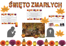 Gazetka na Święto Zmarłych| łącznie 46 stron do druku|Format A 4 i mniejszy| zestaw zawiera 1 duży plakat| Edukacyjna ozdoba klasy lub korytarza