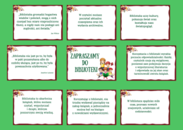 ZAPRASZAMY DO BIBLIOTEKI - biblioteka - gazetka – zalety biblioteki - cytaty – wersja 2
