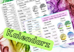 Kalendarz - angielska wklejka do zeszytu - PLAKAT