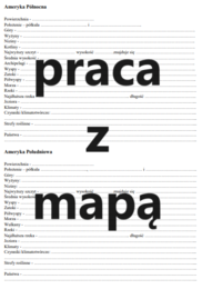Ameryka Północna i Południowa - arkusz do uzupełnienia (praca z mapą)