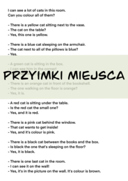 Przyimki miejsca - kocia kolorowanka + opis