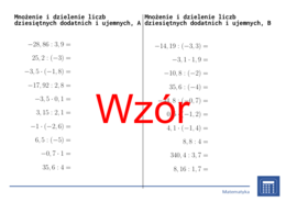 Mnożenie i dzielenie liczb dziesiętnych dodatnich i ujemnych | matematyka | 26 kolumn