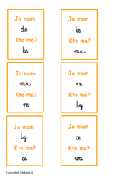 Zestaw kart typu kto ma, ja mam – nauka czytania