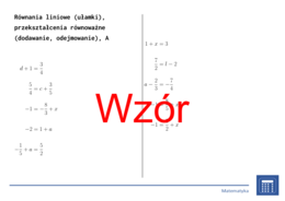 Równania liniowe (ułamki), przekształcenia równoważne (dodawanie, odejmowanie) | matematyka, algebra | 26 kolumn