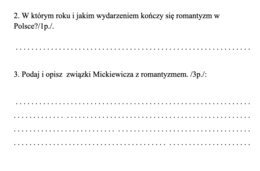 Sprawdzian "Dziady" cz. II.