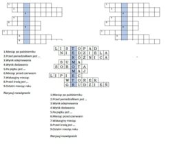 Logogryf dla klasy 2 z hasłem Termometr