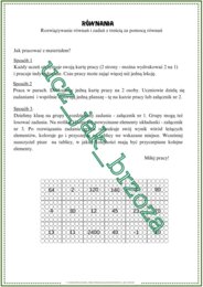 Równania, rozwiązywanie zadań tekstowych za pomocą równań, karta pracy, kodowanie, praca w grupach, klasa 7