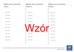 Mnożenie przez trzycyfrową liczbę | matematyka | 26 kolumn
