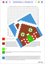 Kodowanka zimowa- świąteczna (domek z piernika), odkoduj obrazek , kodowanie