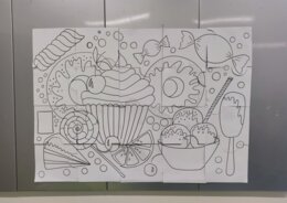 Tłusty czwartek - słodkości, kolorowanka XXL- puzle