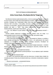 Arthur Conan Doyle „Pies Baskerville’ów” – test czytania ze zrozumieniem