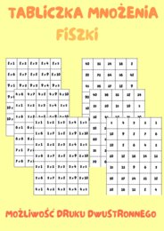 FISZKI - TABLICZKA MNOŻENIA. Możliwość druku dwustronnego