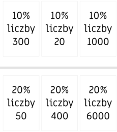 54 fiszki powtórzeniowe do E8 - procenty