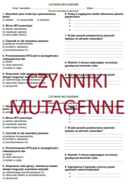 CZYNNIKI MUTAGENNE - SPRAWDZIAN