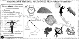 Sketchnotka „Wyznaczanie kierunku północnego przy pomocy przyrody” w power point do edycji, PRZYRODA do klasy 4 – dział I „Poznajemy warsztat przyrodnika”