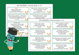 Powrót do szkoły – TEST NA UWAŻNOŚĆ – 30 karteczek do zabawy klasowej – język polski – zajęcia z wychowawcą – klasy 7-8