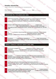 Notatka okienkowa „Polska w okresie PRL” + klucz odpowiedzi