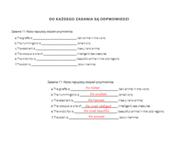 Together dla Kasy 5 Unit 5 Materiały dodatkowe, powtórzenie, ćwiczenia, zadania, karty pracy, język angielski, słownictwo, gramatyka, komunikacja, nazwy zwierząt, części ciała zwierząt, stopniowanie przymiotnika