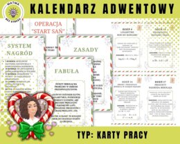 KALENDARZ ADWENTOWY - ułamki, potęgi, pierwiastki, logarytmy, przedziały liczbowe