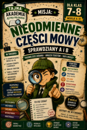 Nieodmienne części mowy – sprawdziany kl. 7–8 | wersja A i B + odpowiedzi modelowe