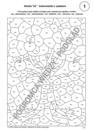 Głoska "SZ" kolorowanka logopedyczna z sylabami