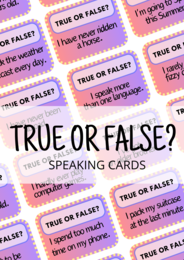 TRUE OR FALSE? B1 - 120 Speaking Cards - karty do mówienia - angielski - do zalaminowania - gra językowa - wakacje - summer