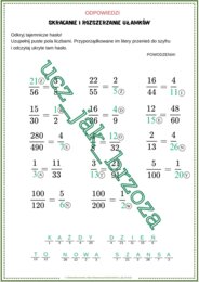 Skracanie i rozszerzanie ułamków, klasa 4, karta pracy z hasłem