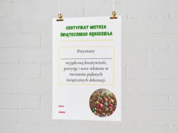 Świąteczne certyfikaty. Certyfikat świątecznego bohatera. Certyfikat świątecznego uśmiechu. Certyfikat mistrza rękodzieła. Certyfikat pomocnika świętego Mikołaja