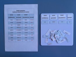 Budowa słowotwórcza wyrazu - dopasowanie - tabela