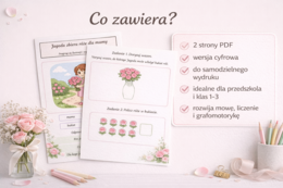 Jagoda zbiera róże dla mamy. [Karta pracy]