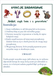 ,,Hobbit, czyli tam i z powrotem'' - stacje zadaniowe