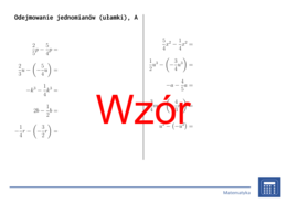 Odejmowanie jednomianów (ułamki) | matematyka, algebra | 26 kolumn