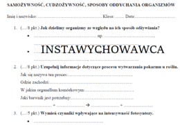 Samożywność, cudzożywność, oddychanie organizmów
