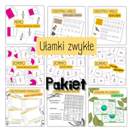 PAKIET - ułamki zwykłe - 9 materiałów